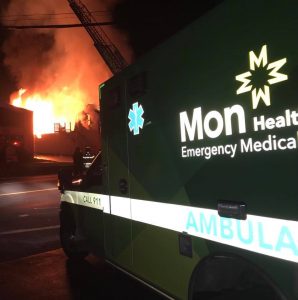 Mon Health EMS offers firefighters on-scene medial services, food, during blaze